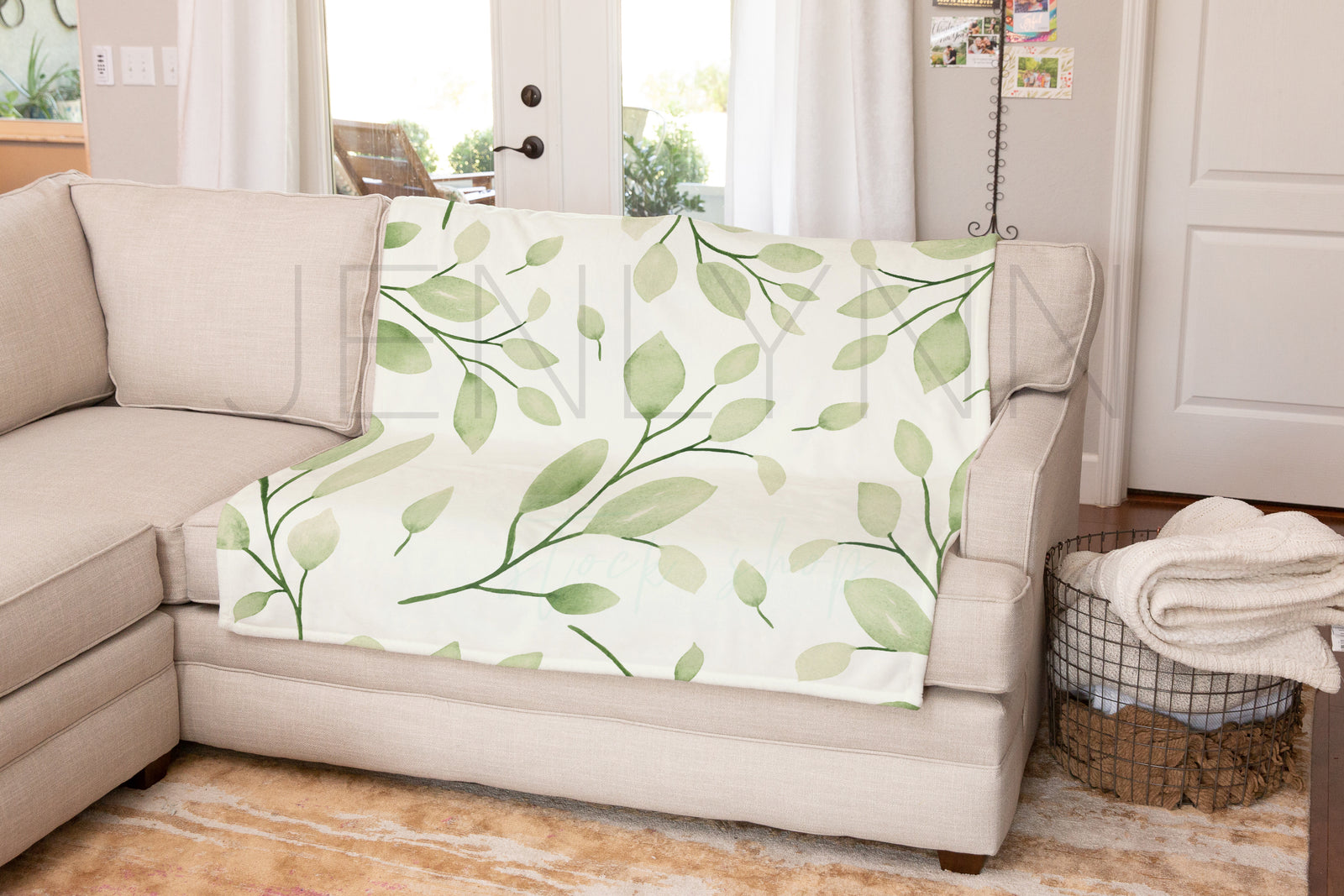 Minky Blanket on Couch Mockup #BH3