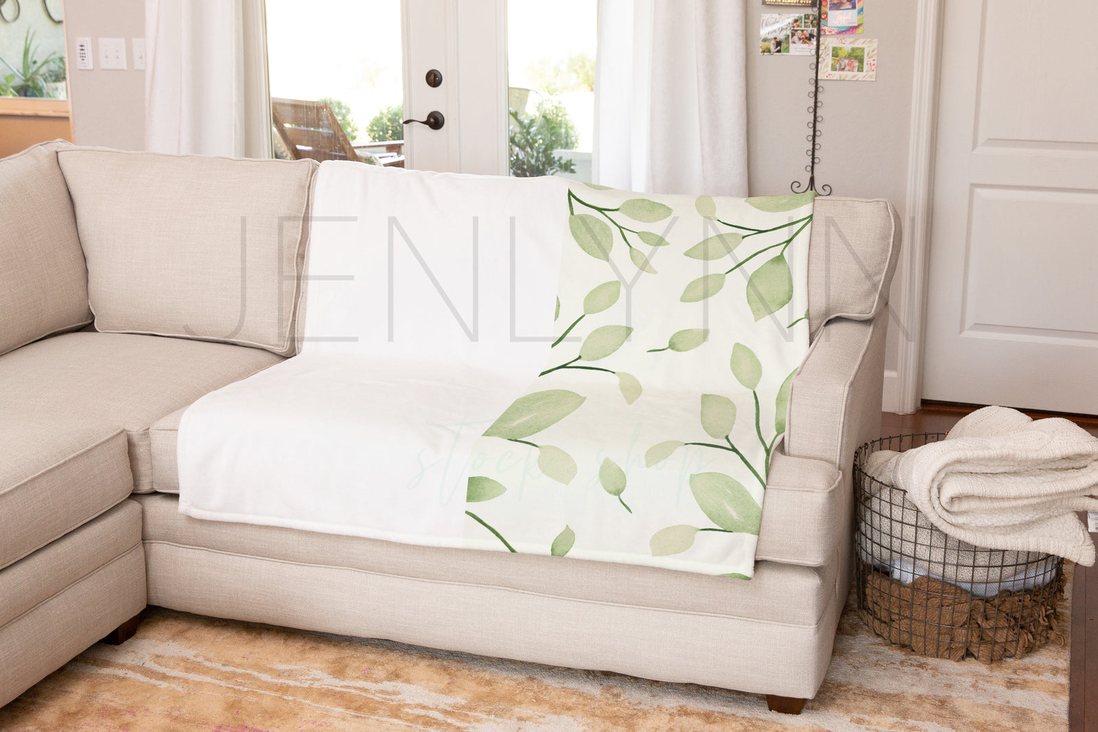 Minky Blanket on Couch Mockup #BH3