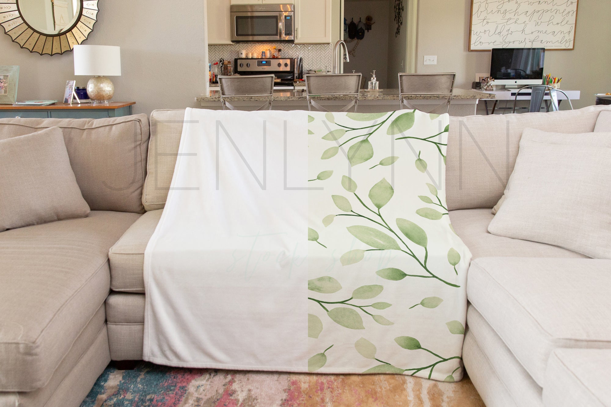Minky Blanket on Couch Mockup #BH5