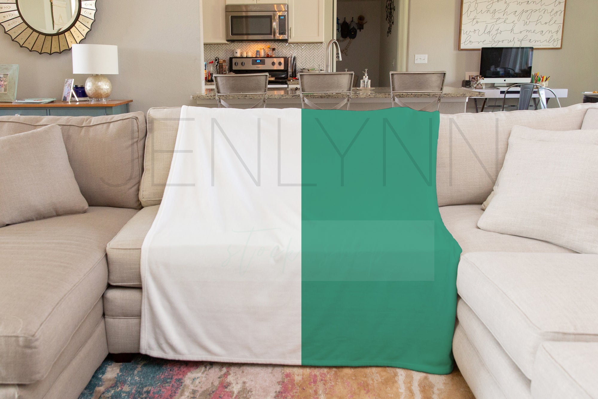 Minky Blanket on Couch Mockup #BH5