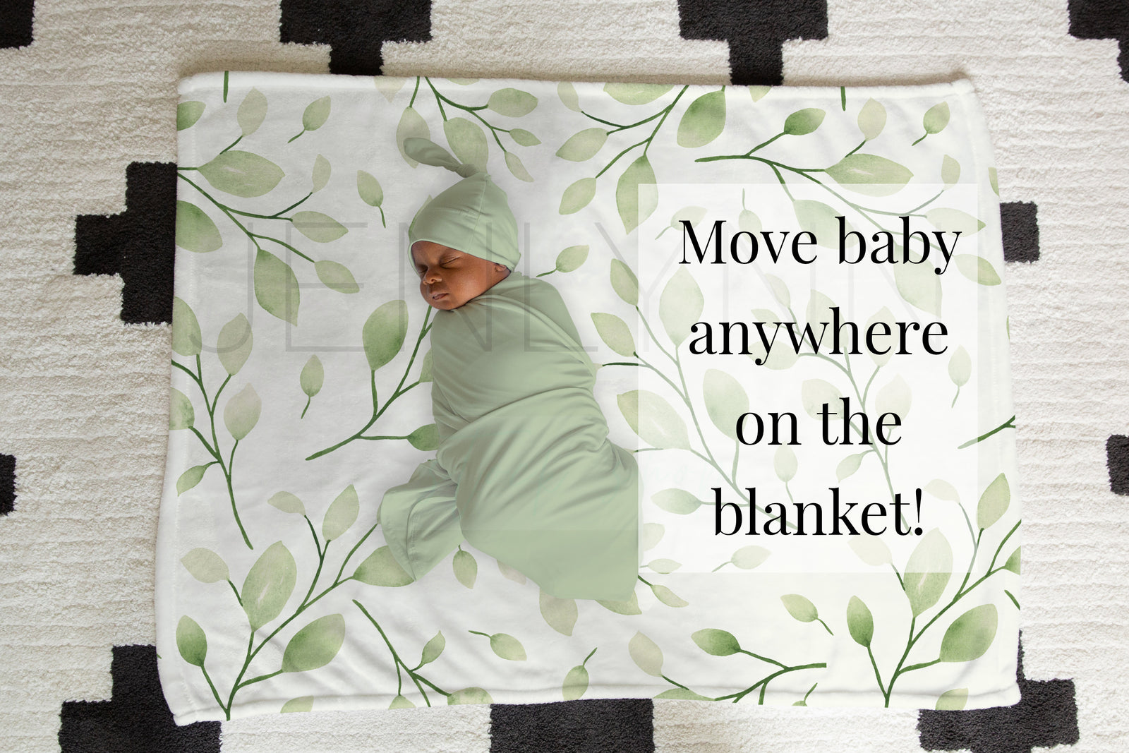 30x40 Baby Milestone Minky Blanket Mockup with Moveable Baby Boy #BE25