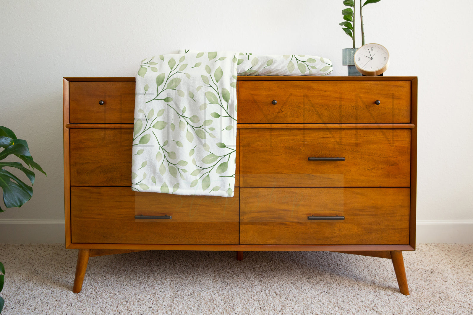 Minky Baby Blanket + White Changing Pad Cover Mockup #WE27