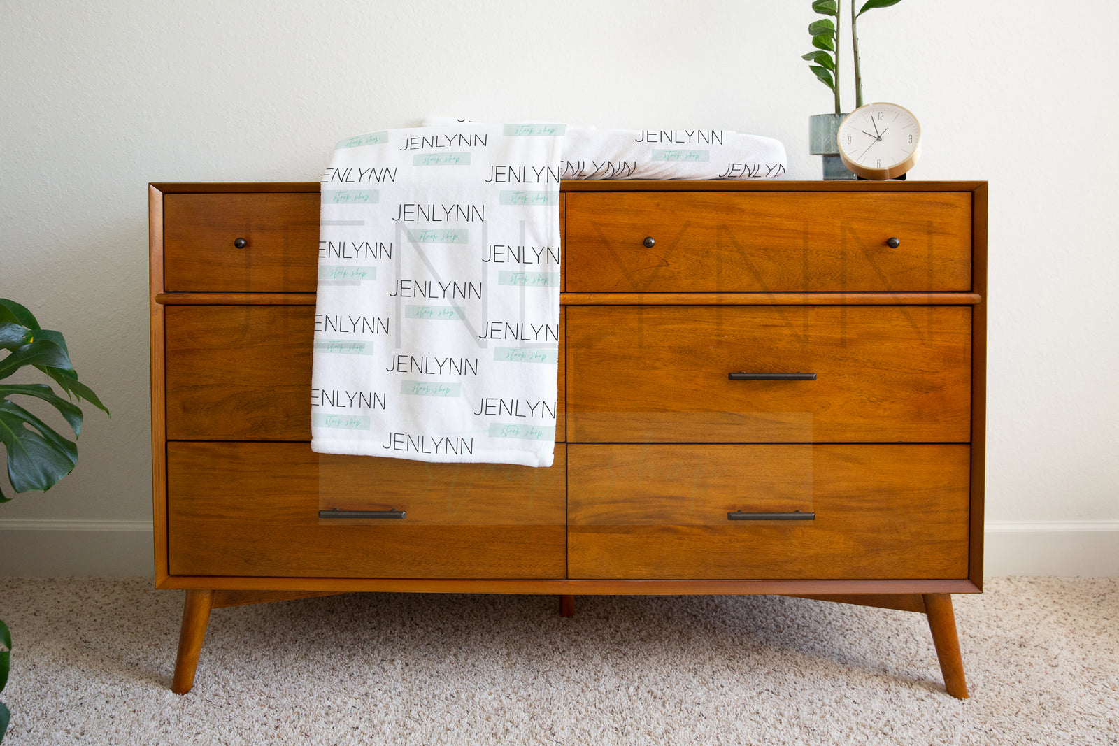 Minky Baby Blanket + White Changing Pad Cover Mockup #WE27