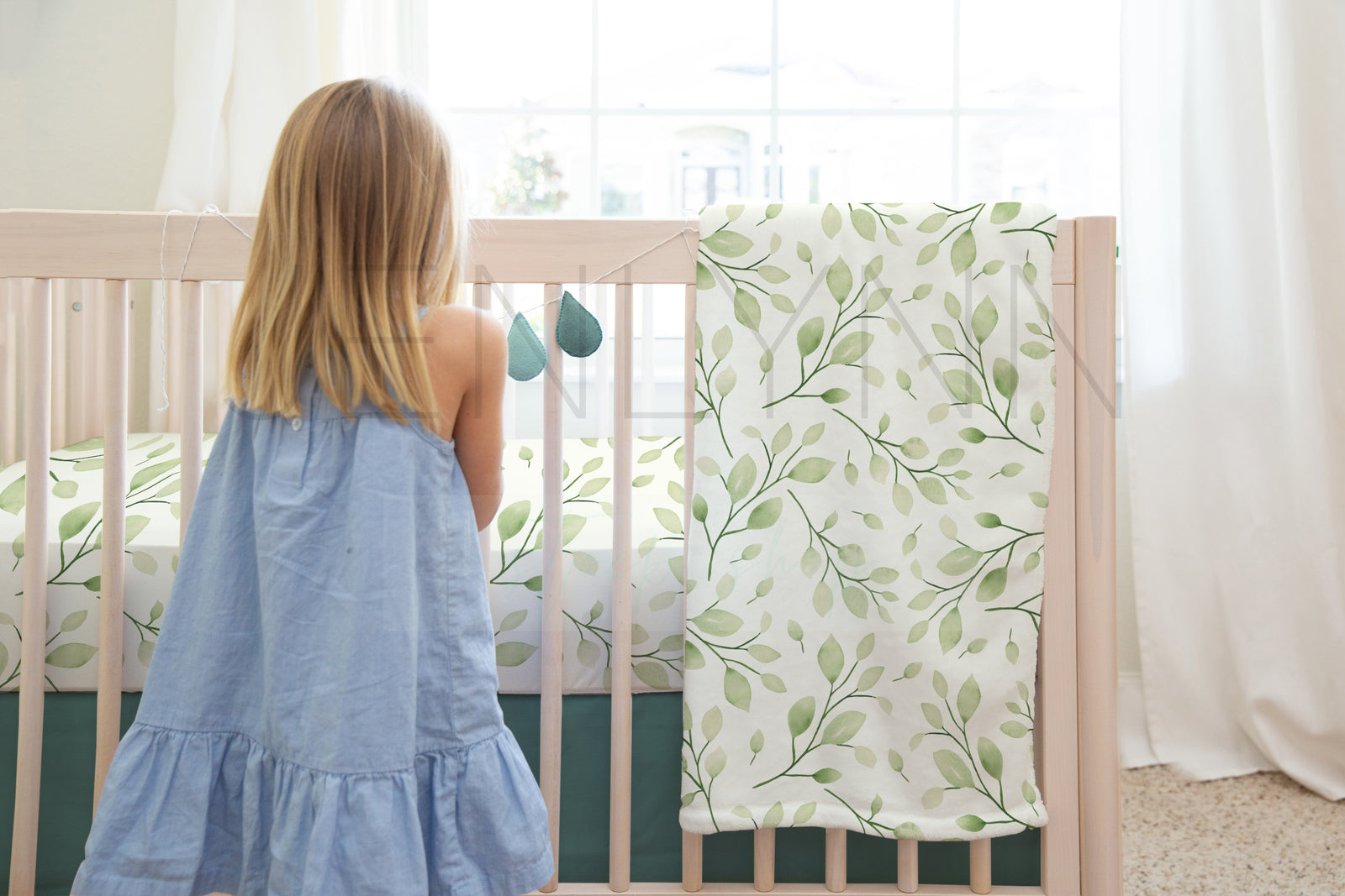 Crib Sheet, Skirt + 30x40 Minky Blanket Mockup #BD24