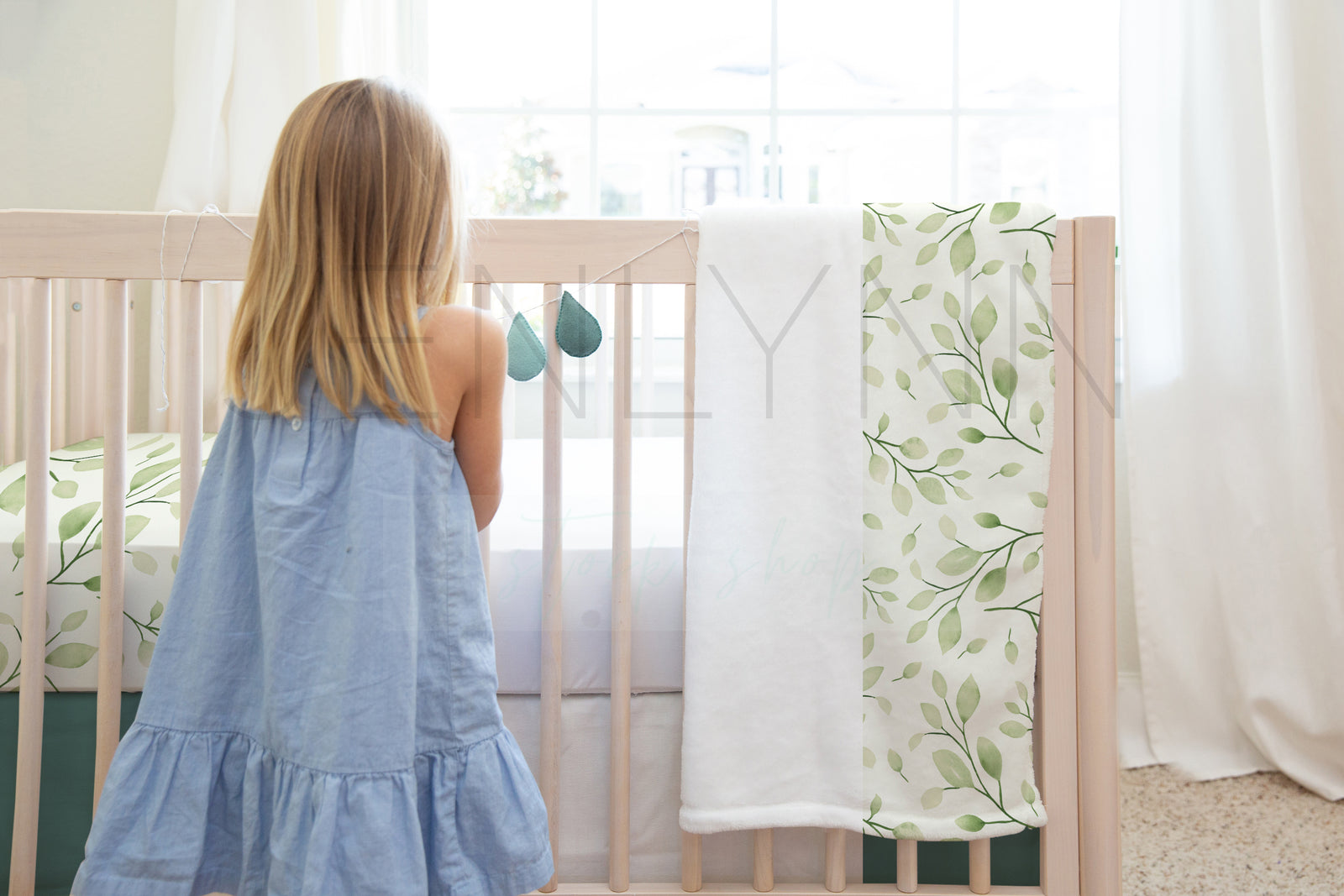 Crib Sheet, Skirt + 30x40 Minky Blanket Mockup #BD24