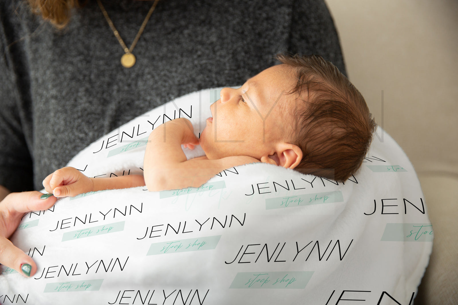 Minky Blanket Mockup with Baby #BL02