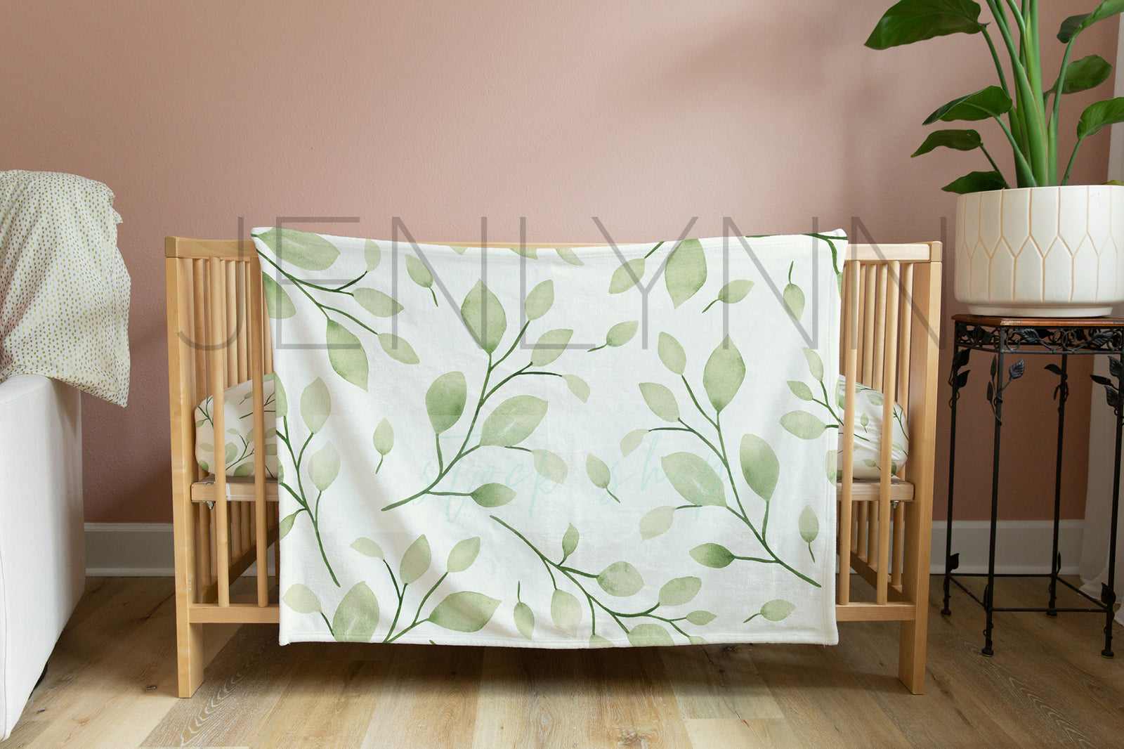 30x40 Horizontal Minky Blanket + Crib Sheet Mockup