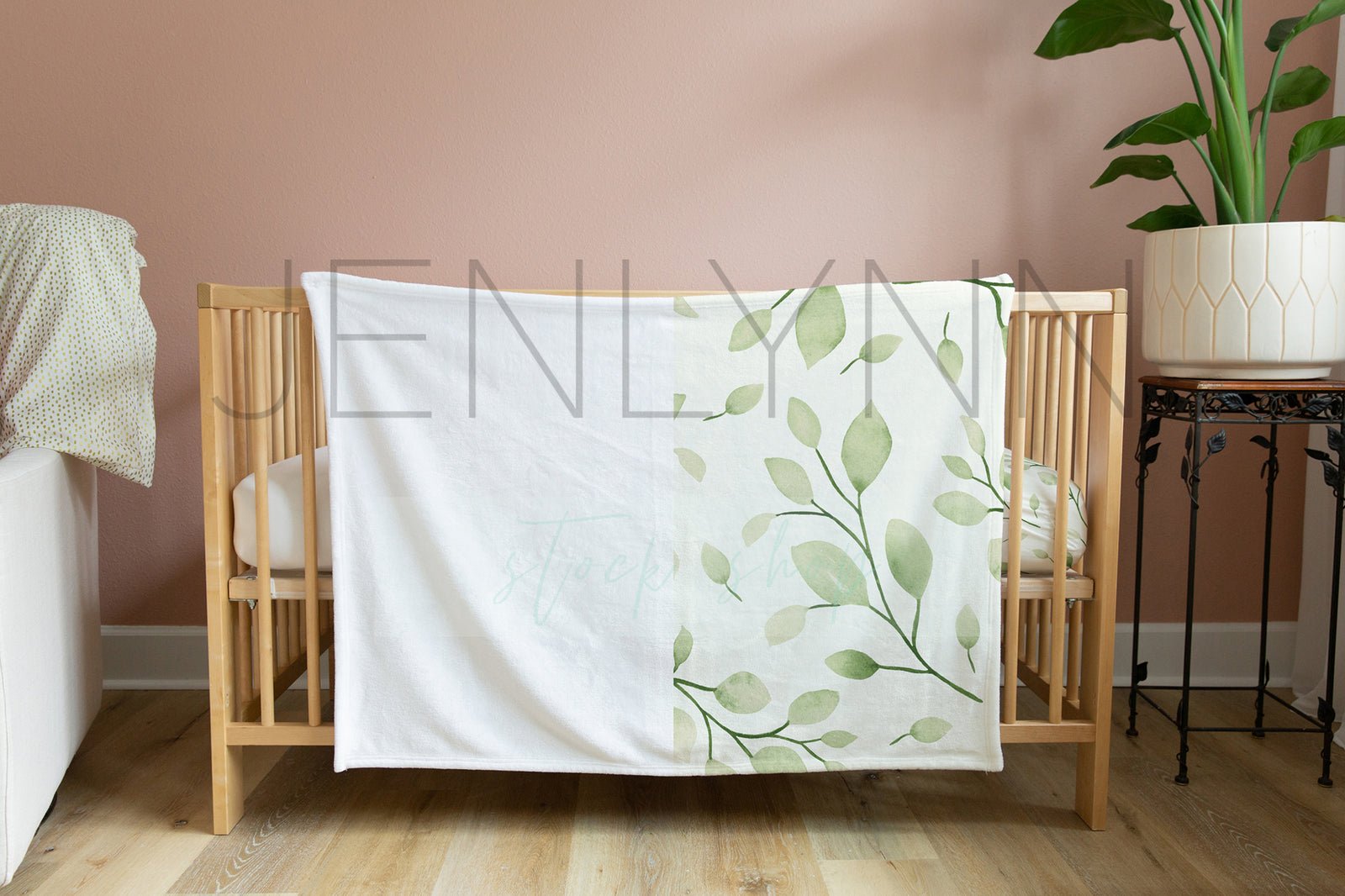 30x40 Horizontal Minky Blanket + Crib Sheet Mockup