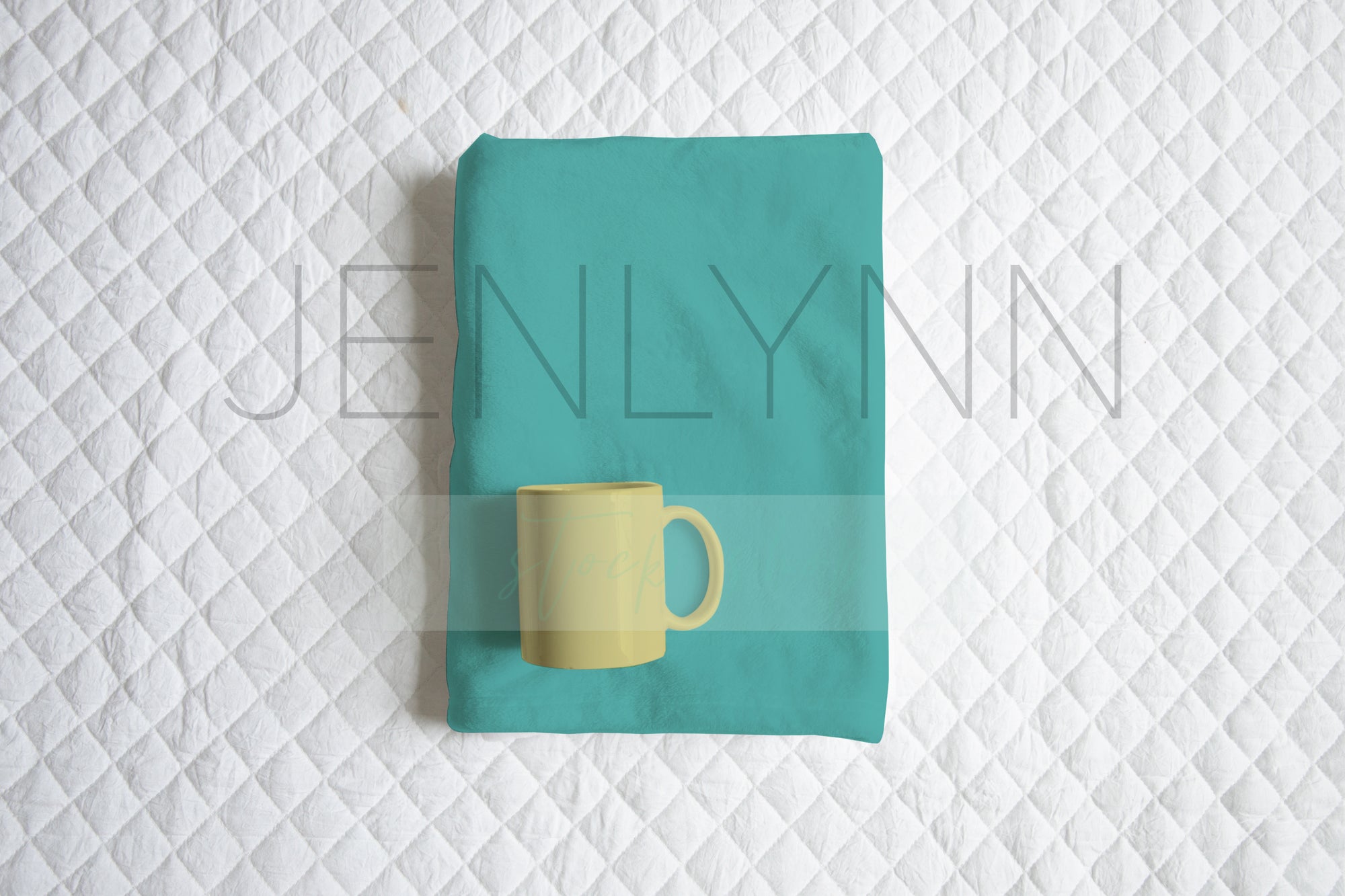 Folded Minky Blanket and Mug set Mockup #1