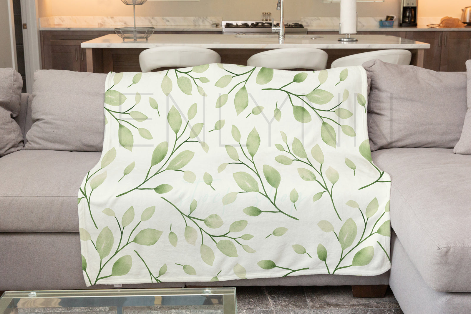 Minky Blanket on Couch Mockup #VH2