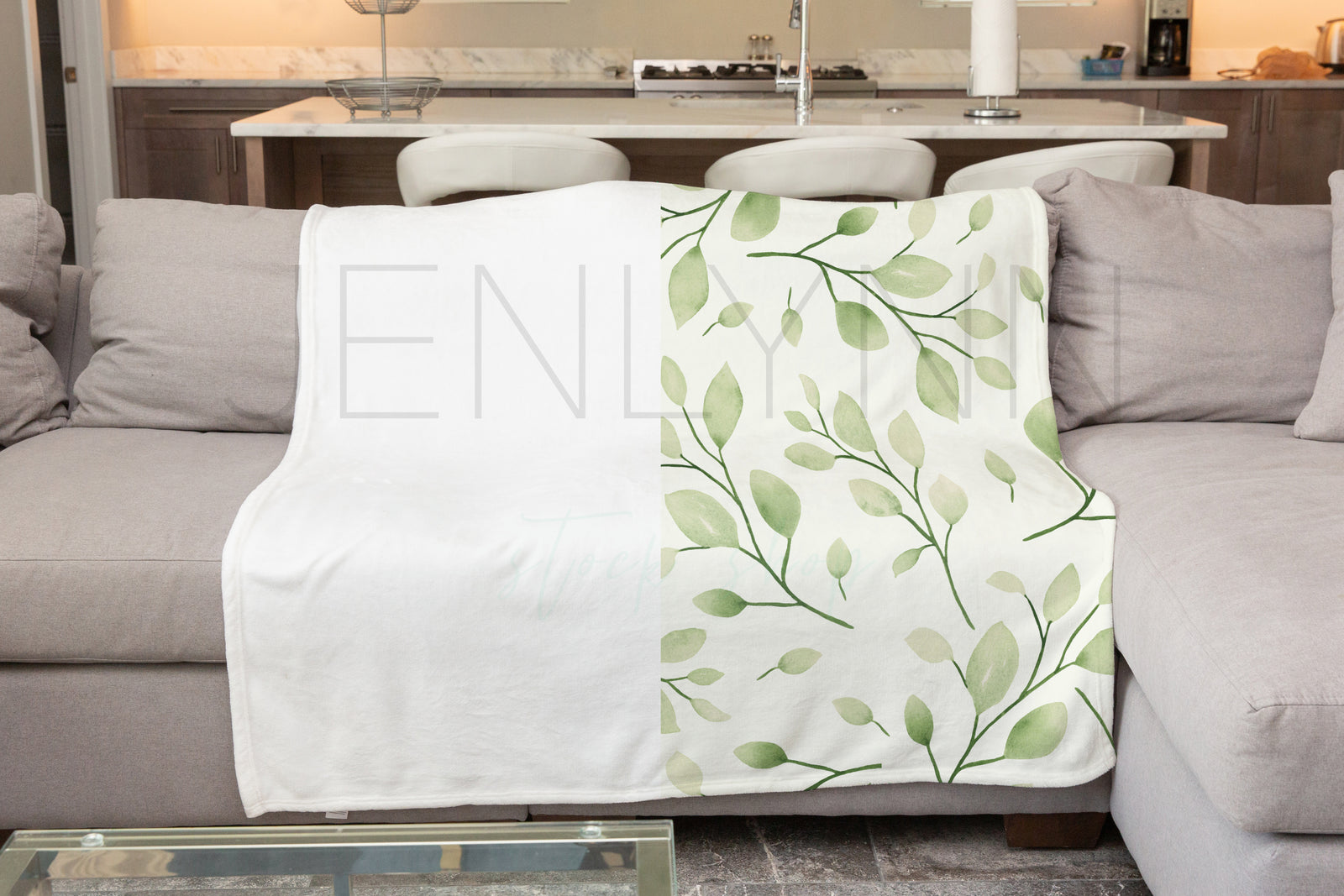 Minky Blanket on Couch Mockup #VH2