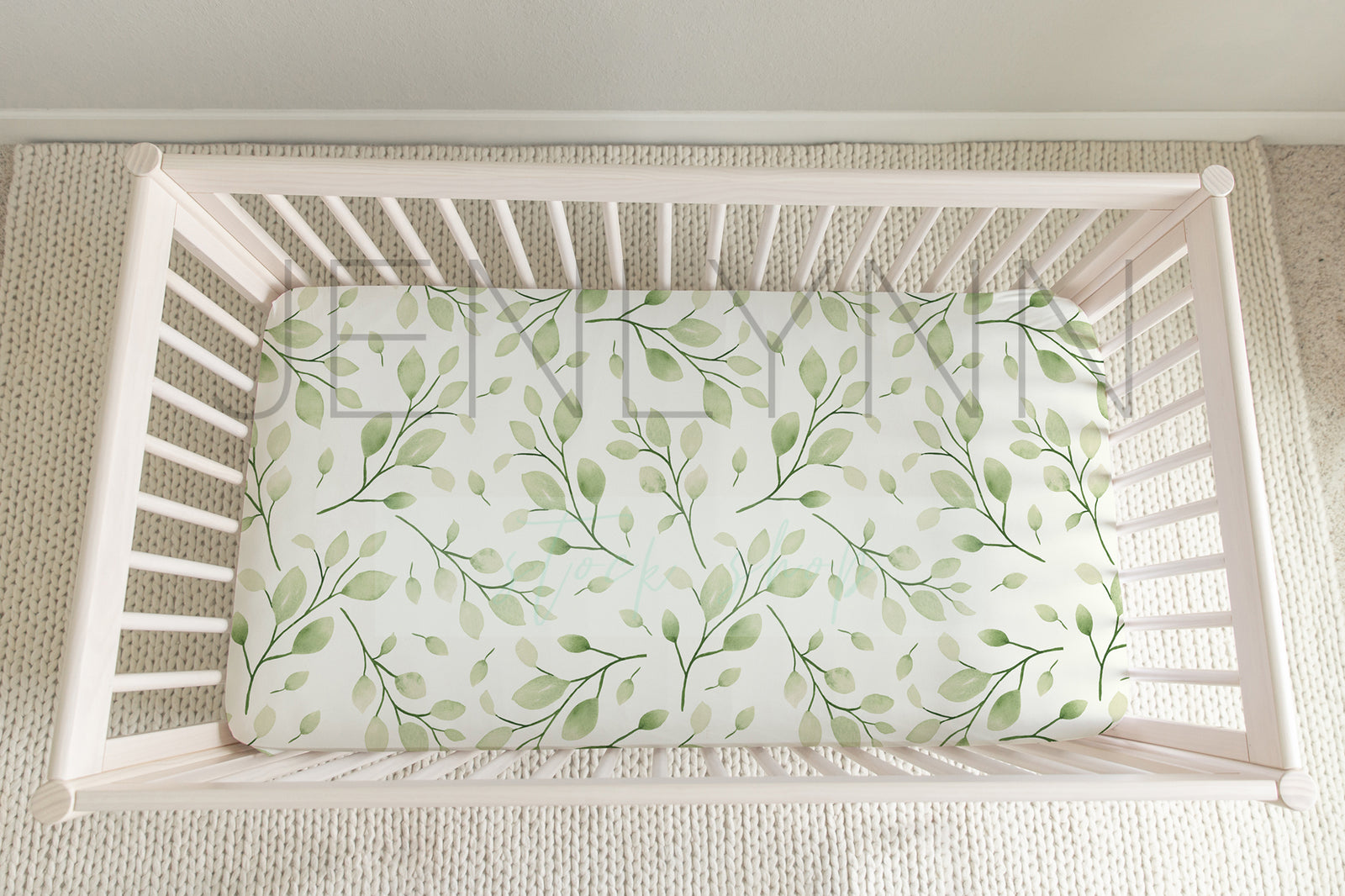 White Crib Sheet Mockup NN #5