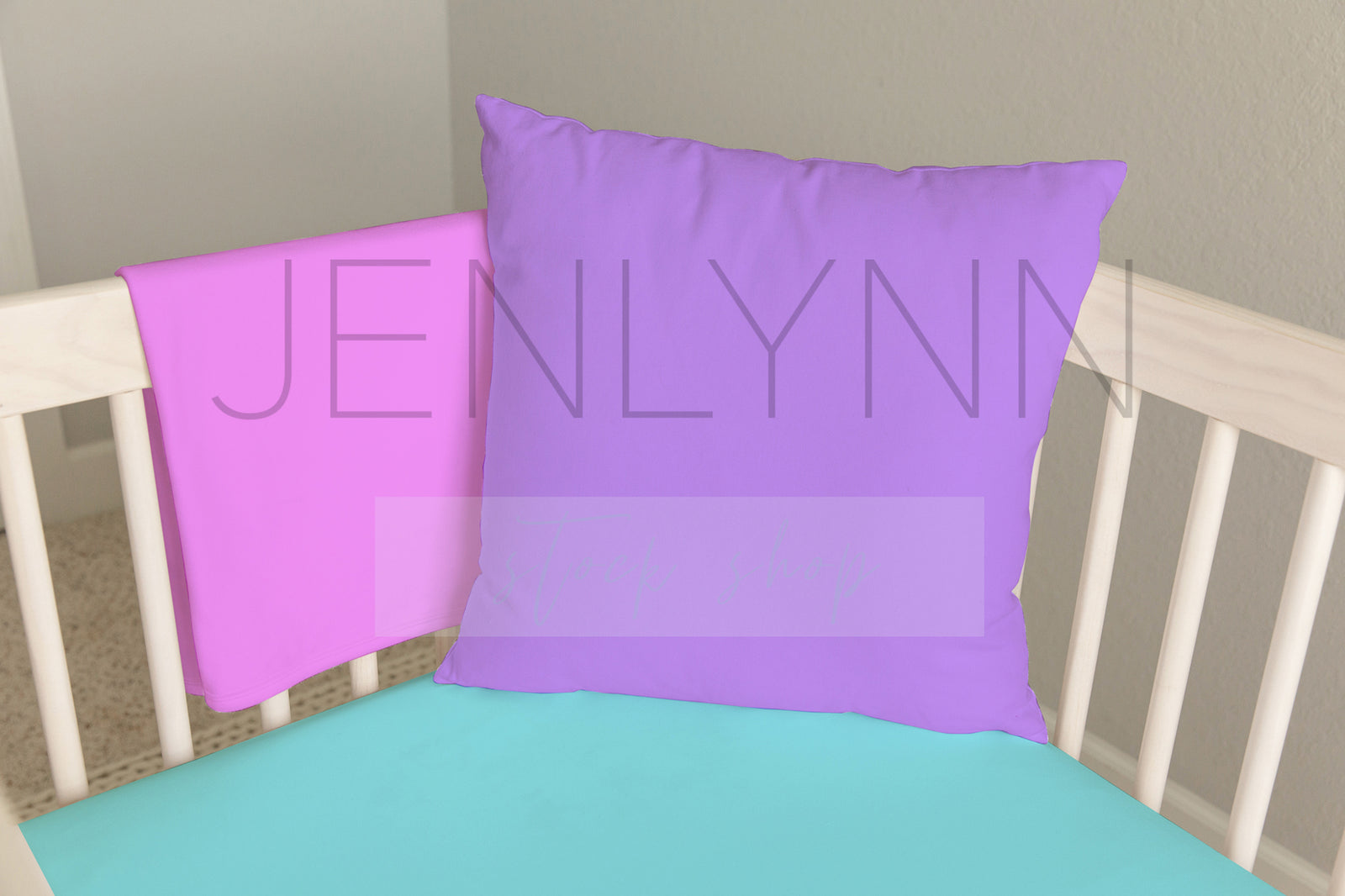 White Pillow Jersey Blanket + Sheets Mockup #NN7