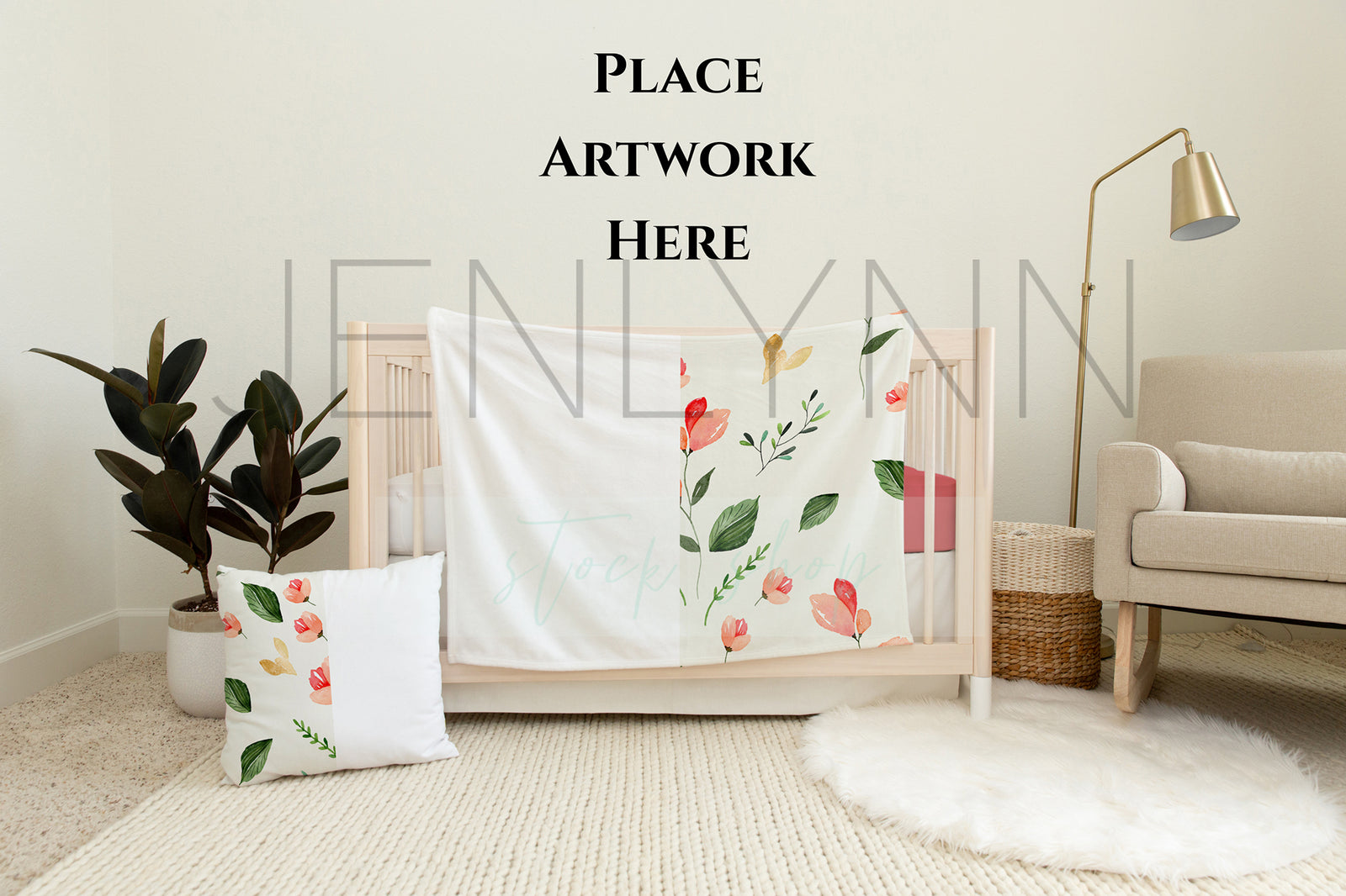 30x40 Minky Blanket + Crib Sheet Mockup NN#18 PSD