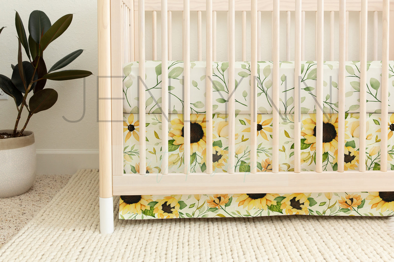 Neutral Nursery Crib Sheet Mockup #26