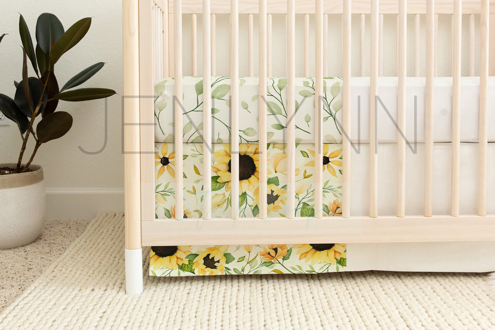 Neutral Nursery Crib Sheet Mockup #26