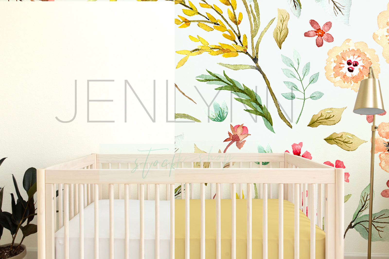 Wallpaper + Crib Sheet Mockup #NN27 PSD