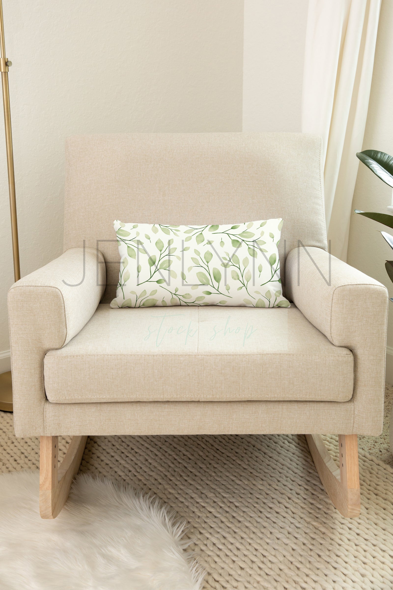 Nursery pillow on Rocker Mockup #NN29