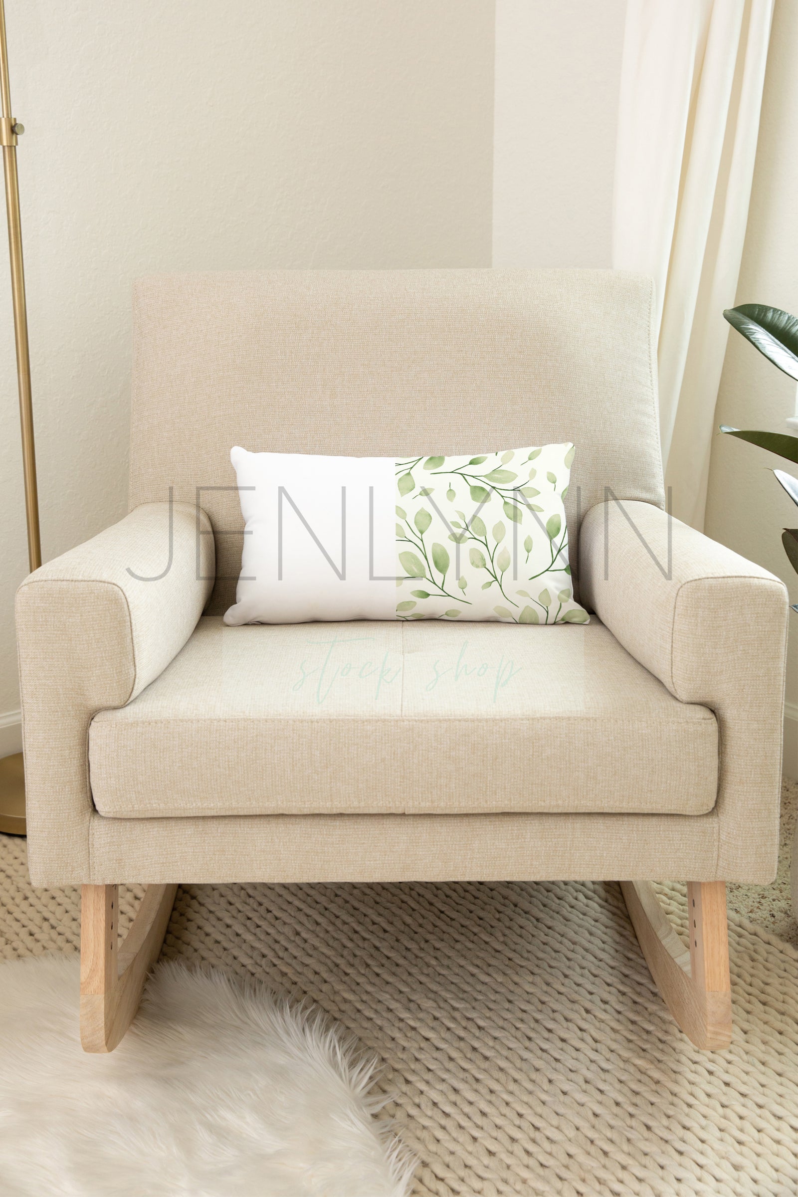 Nursery pillow on Rocker Mockup #NN29