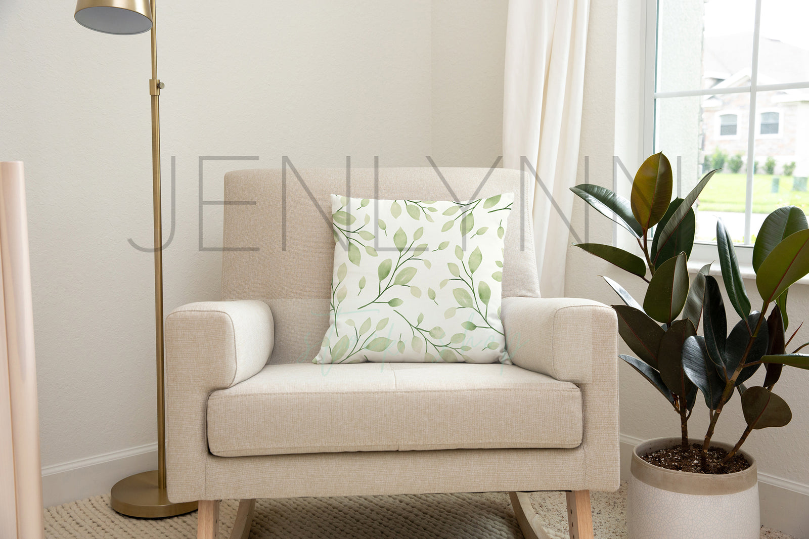 Nursery pillow on Rocker Mockup #NN30