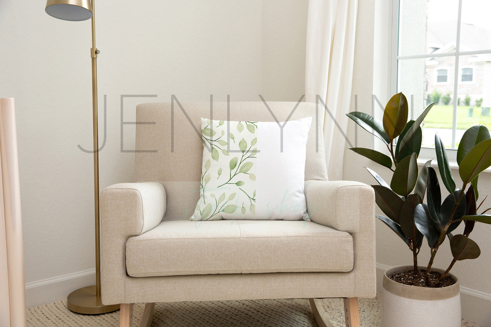 Nursery pillow on Rocker Mockup #NN30