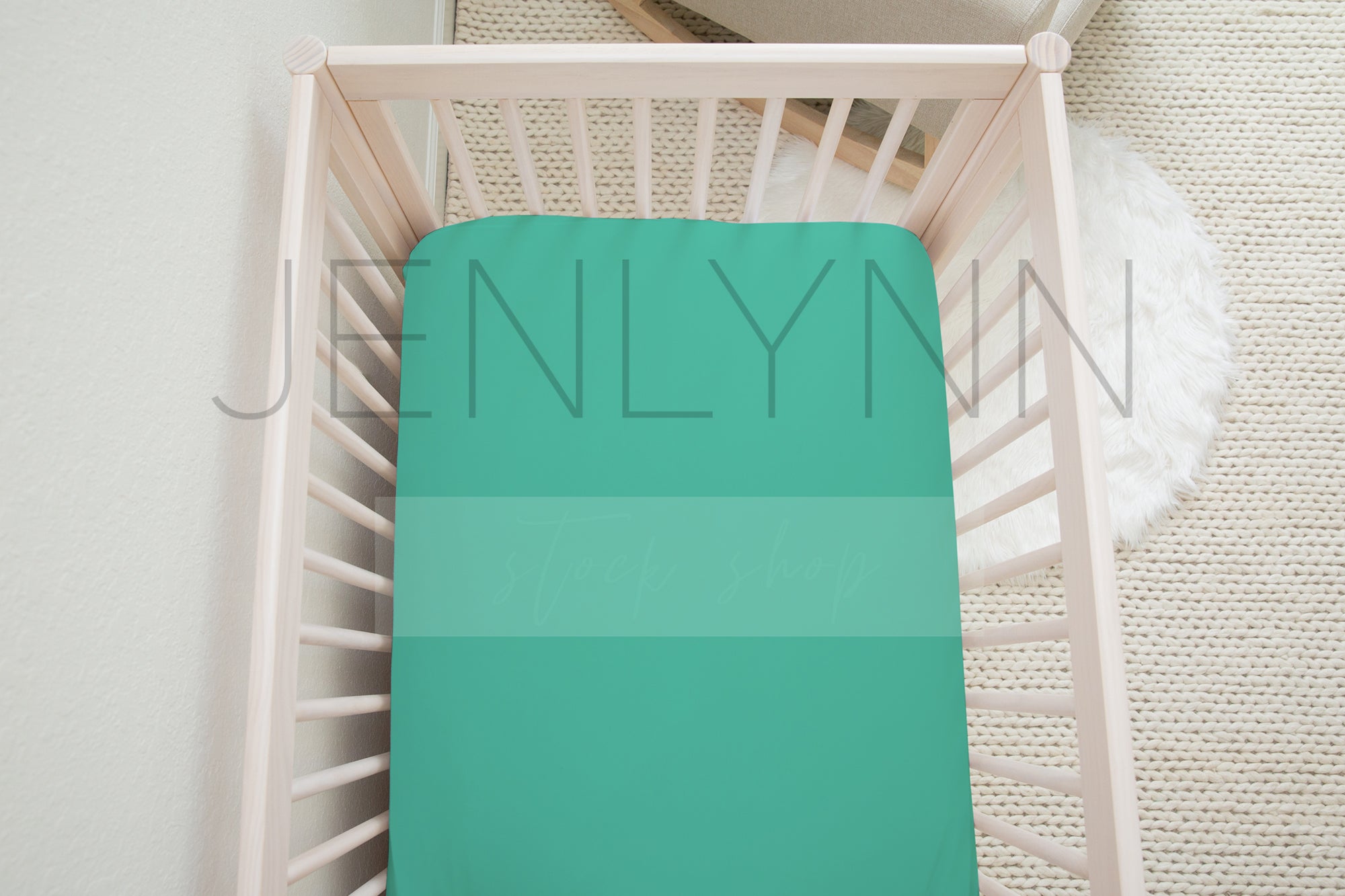 Neutral Nursery Crib Sheet Mockup #34