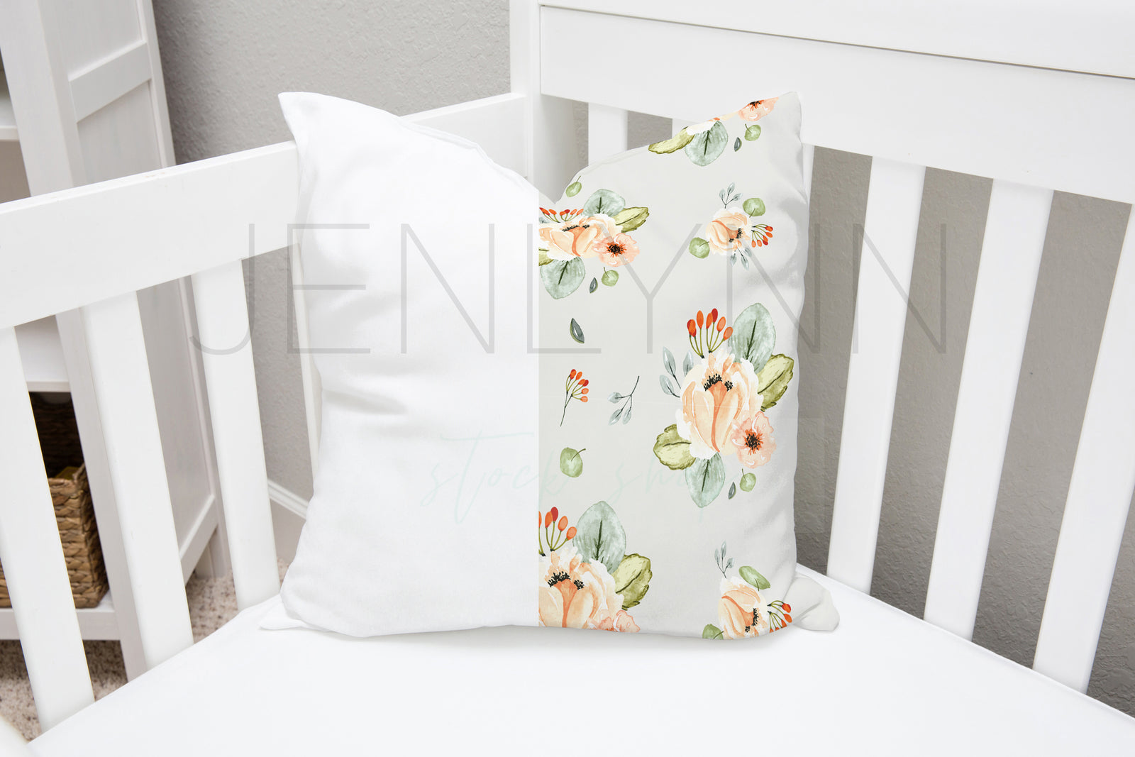White Pillow in Crib Mockup #3