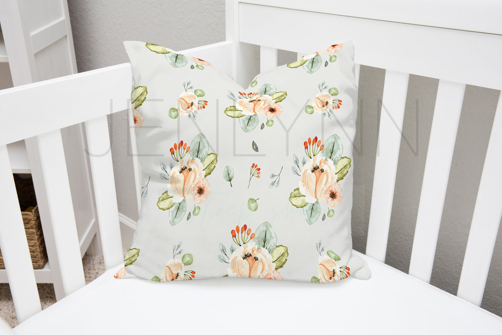 White Pillow in Crib Mockup #3