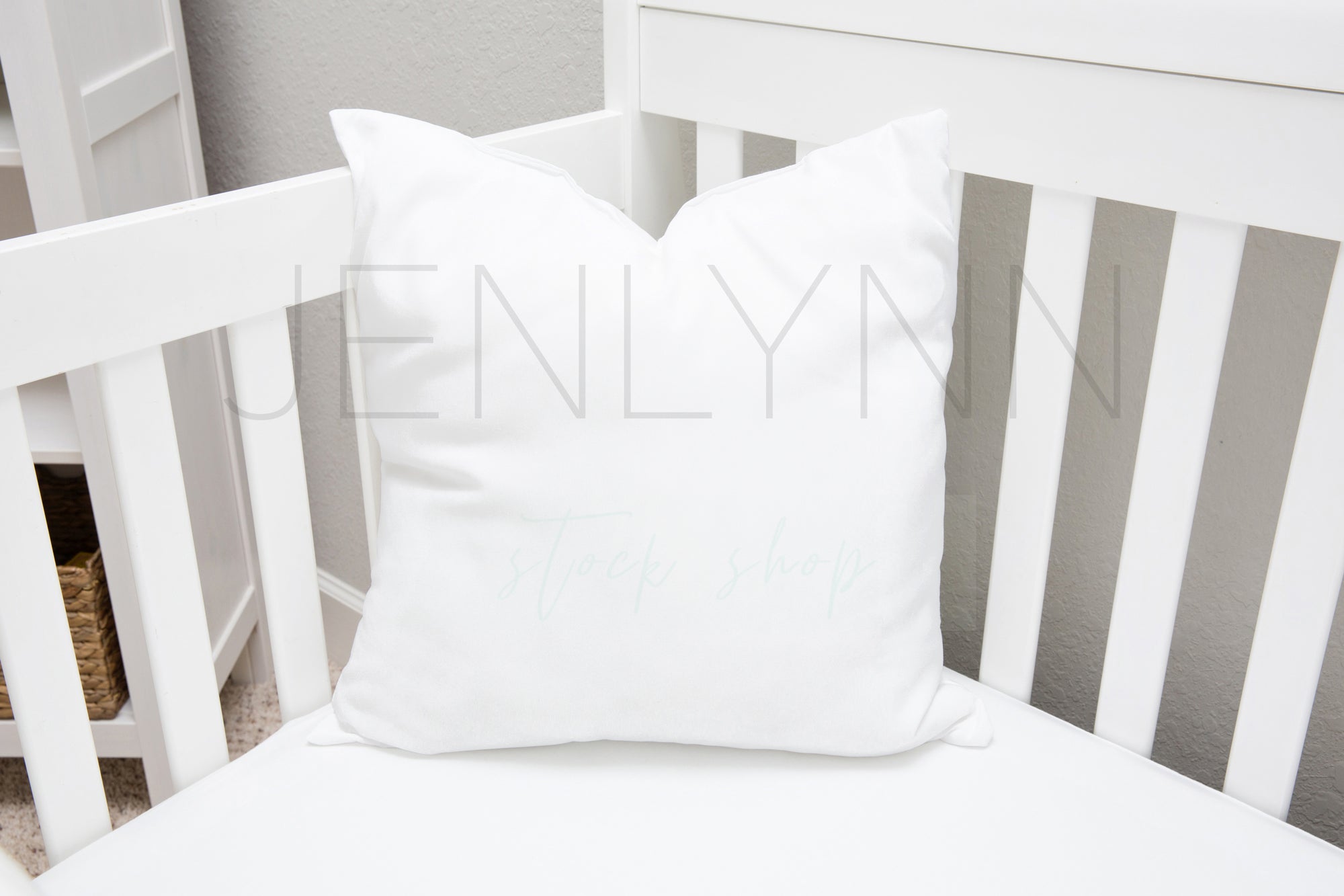 White Pillow in Crib Mockup #3