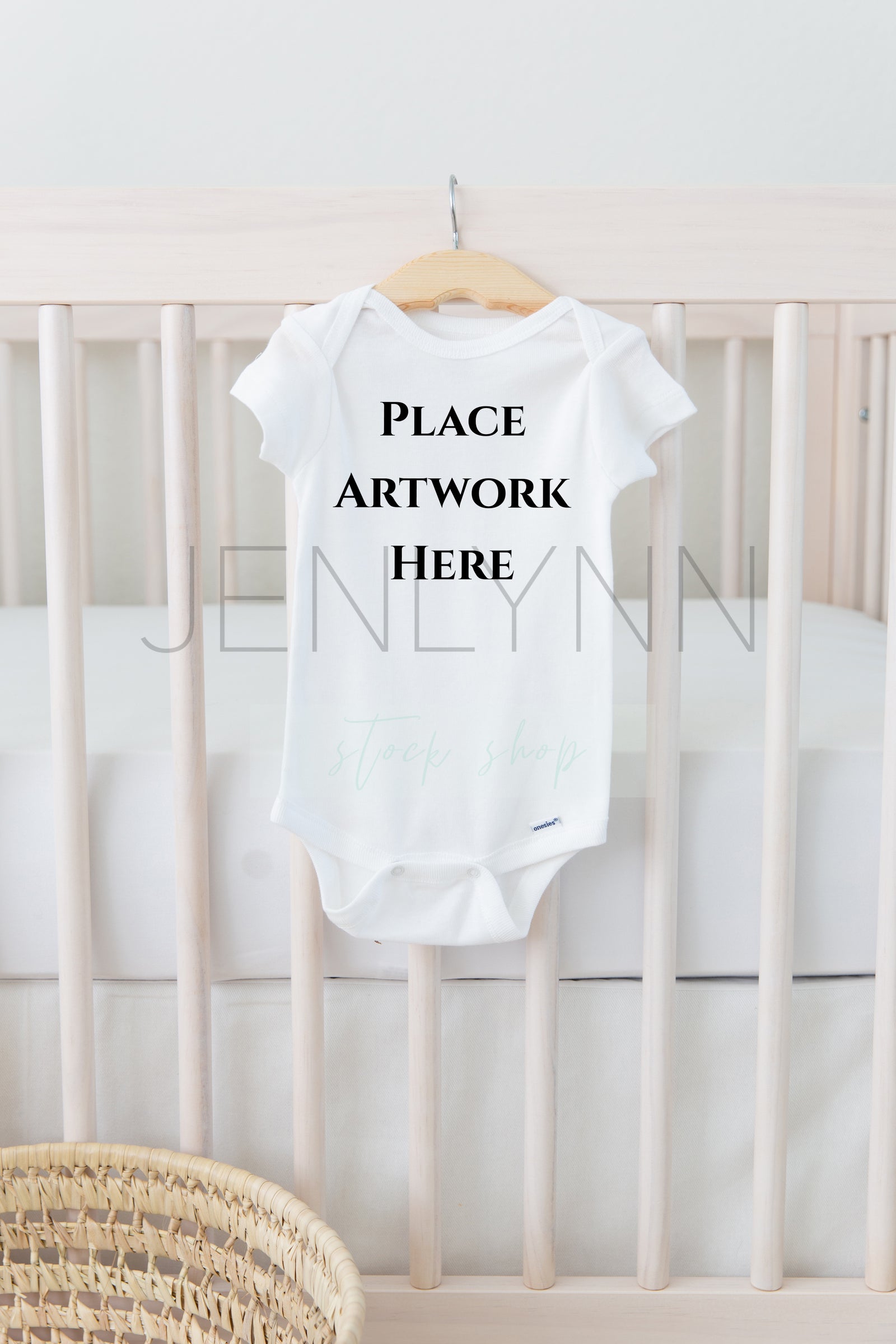 Baby Bodysuit Mockup on Crib #NN44 JPG