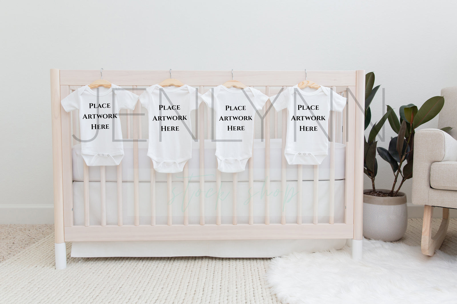 Baby Bodysuit Mockup on Crib #NN48 JPG