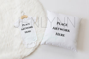 Onesie and Square Pillow Mockup #1 JPG