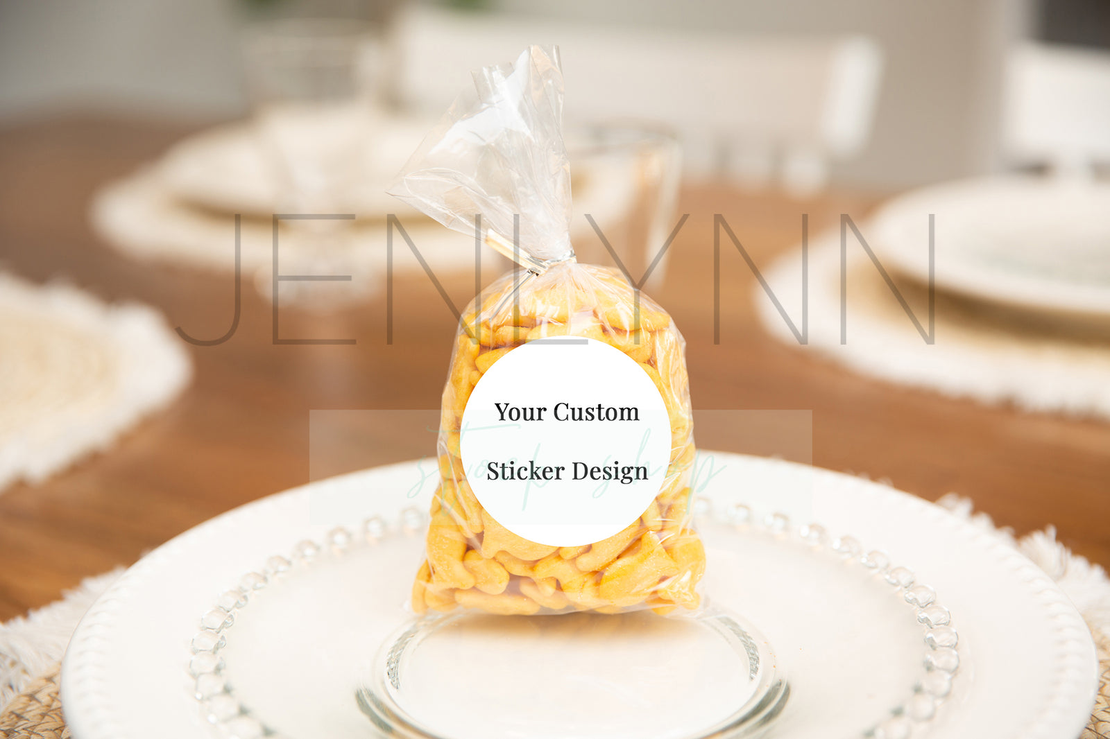 Custom Circle Sticker Mockups Goldfish JPG