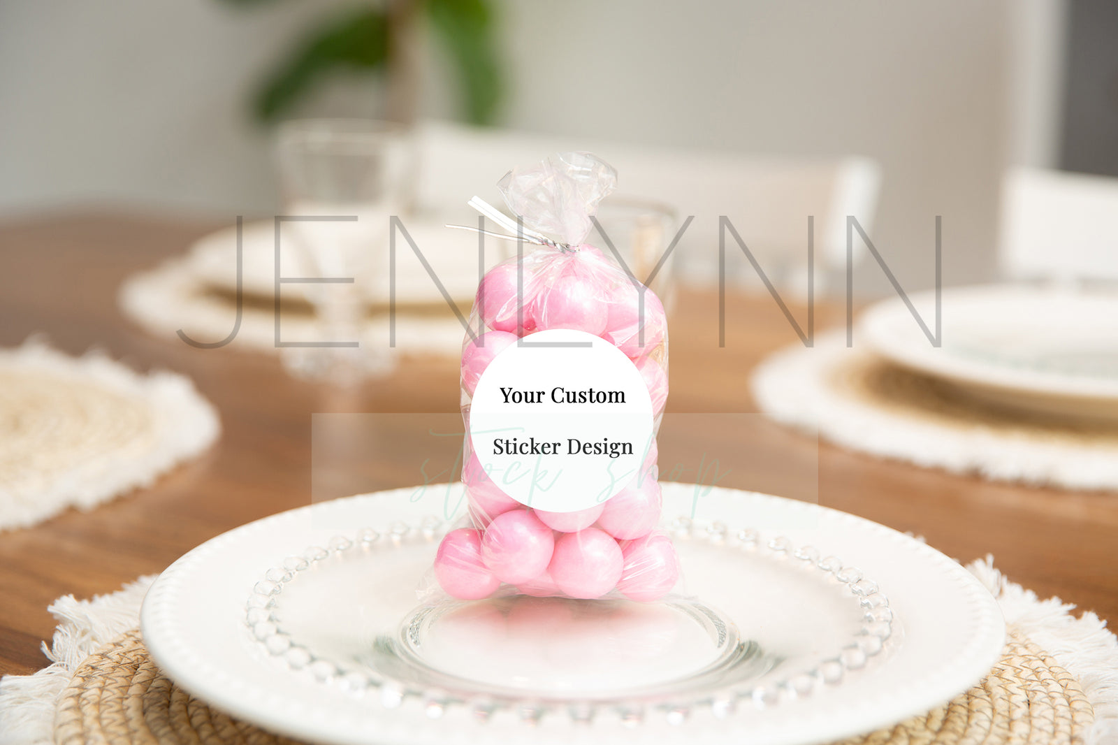 Custom Circle Sticker Mockups Pink Gumballs JPG