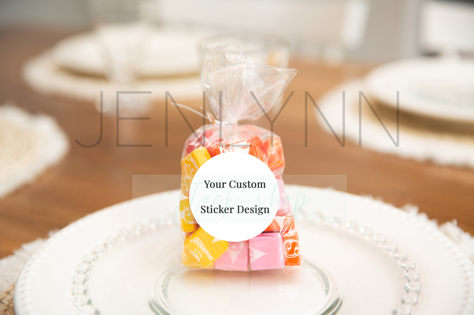 Custom Circle Sticker Mockups Starburst JPG