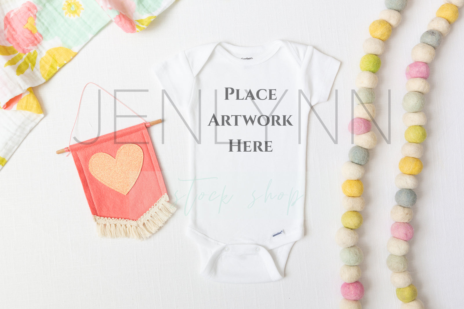 White Onesie Mockup flatlay #22 JPG