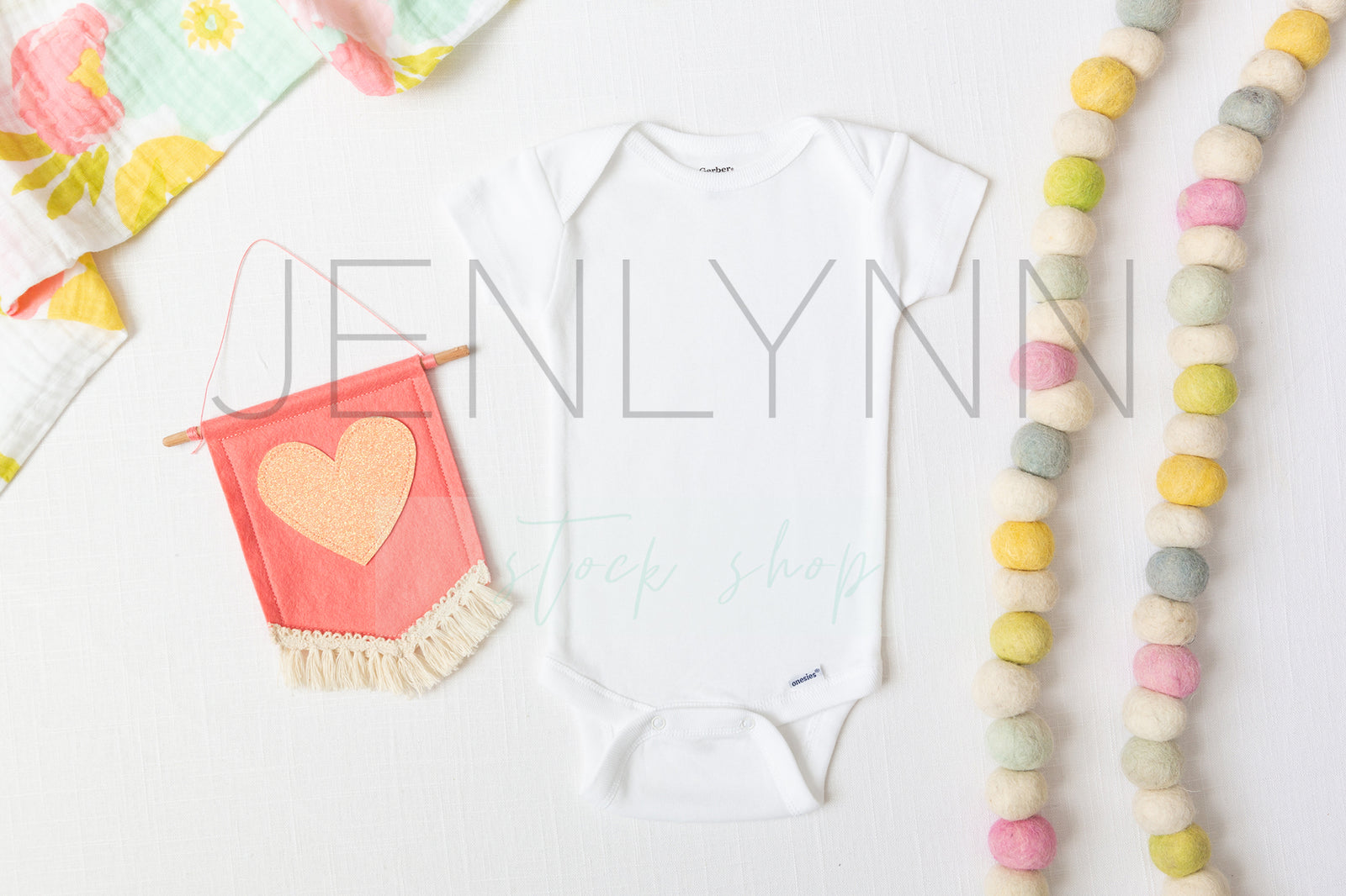 White Onesie Mockup flatlay #22 JPG