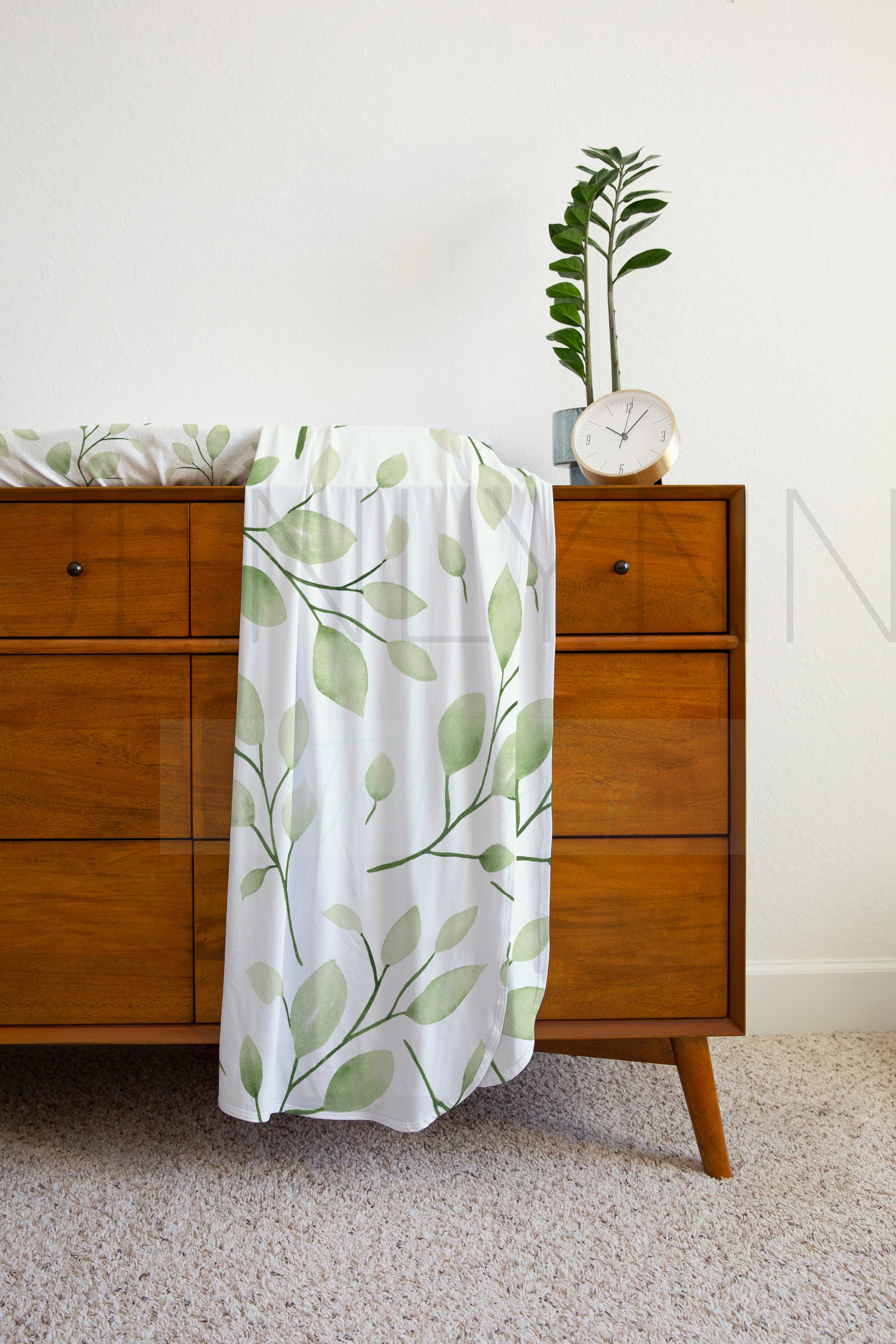 Jersey Baby Blanket + White Changing Pad Cover Mockup #WE32