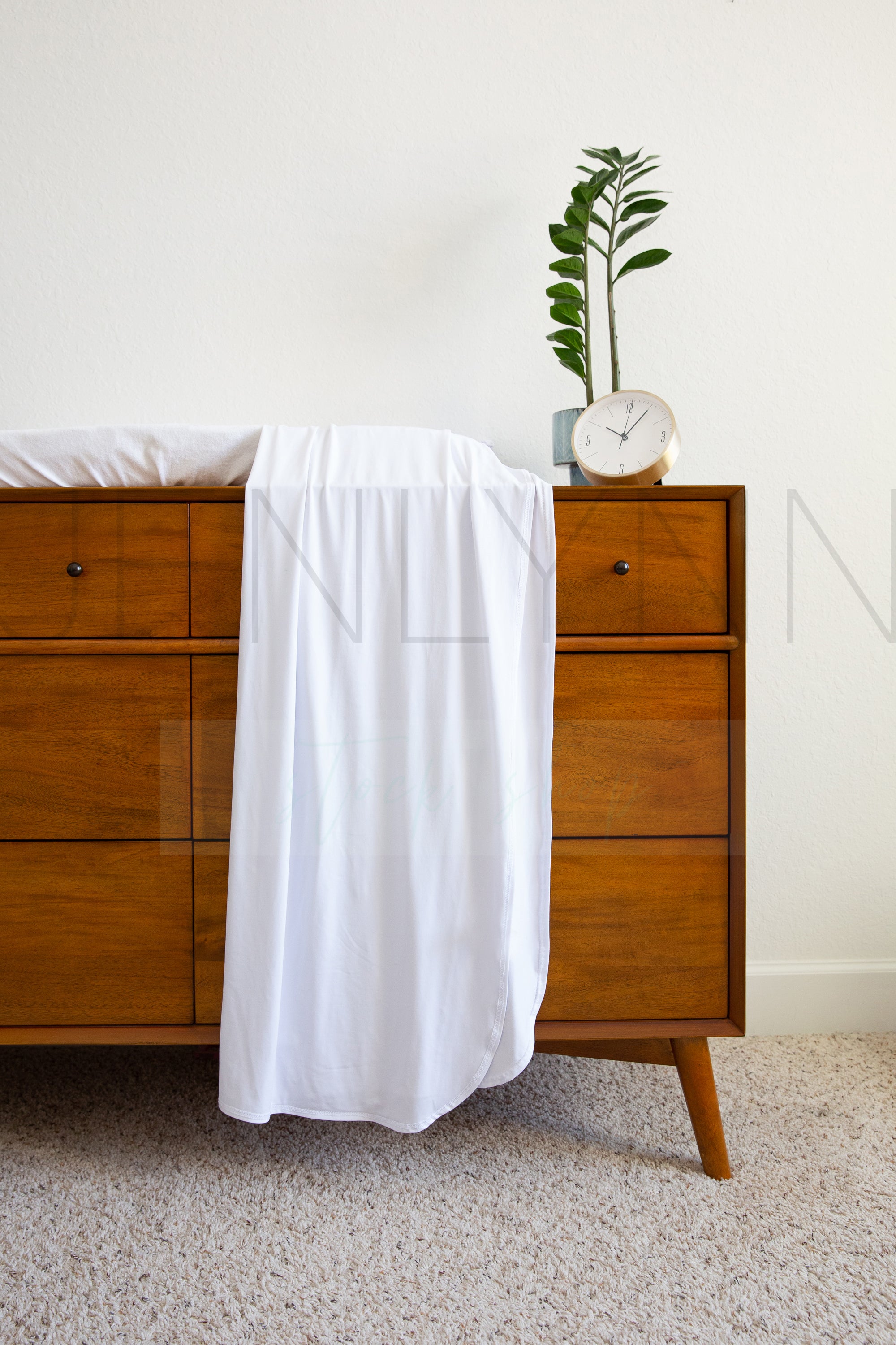 Jersey Baby Blanket + White Changing Pad Cover Mockup #WE32
