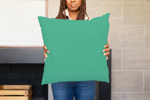 Black Model Holding Square Pillow Mockup #3 PSD