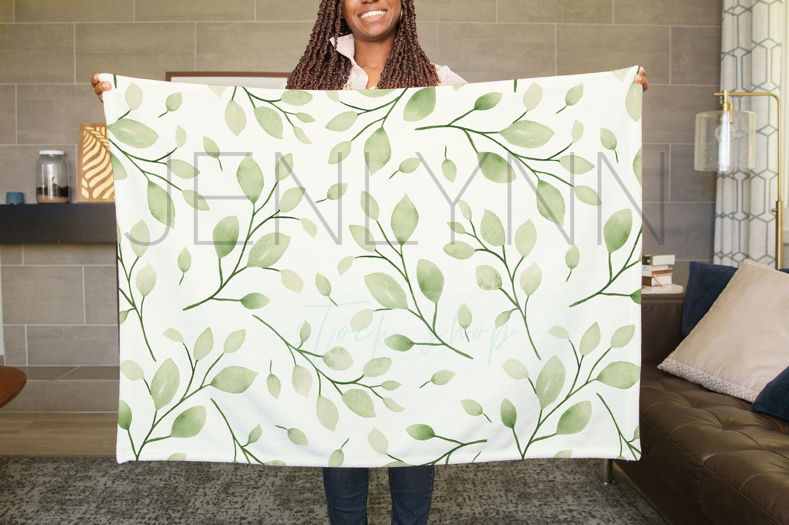 30x40 Minky Blanket + Black Model Mockup #TH12