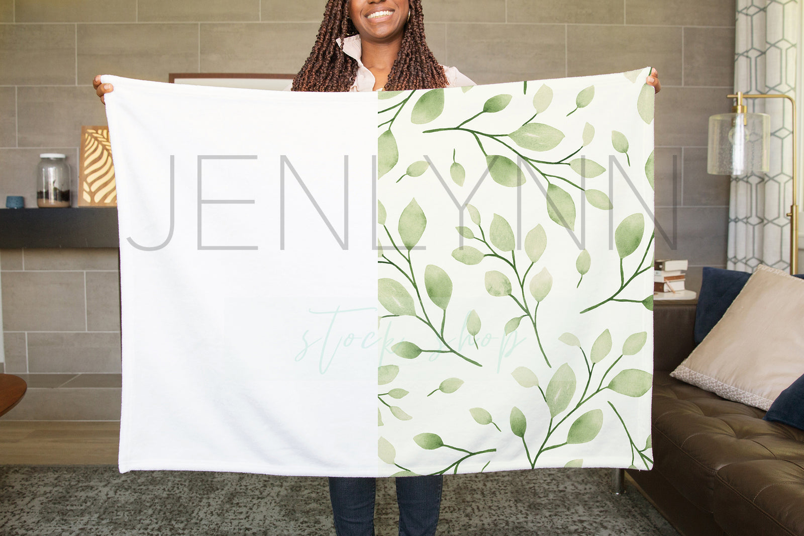 30x40 Minky Blanket + Black Model Mockup #TH12