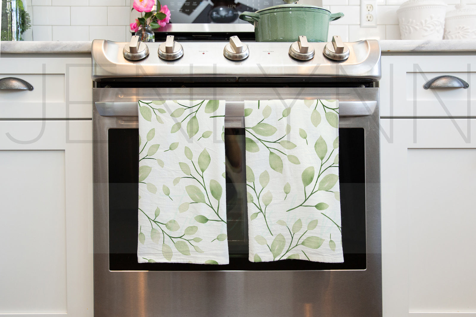 Two White Kitchen Towel Mockup #2 JPG