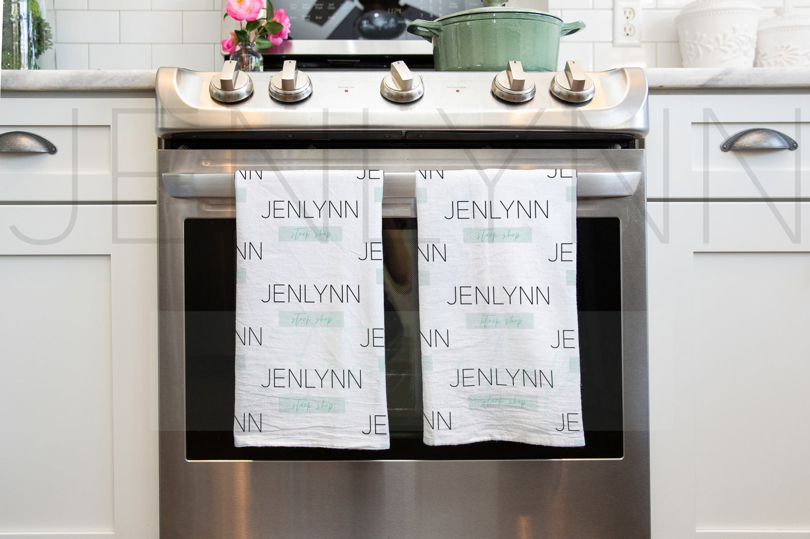 Two White Kitchen Towel Mockup #2 JPG
