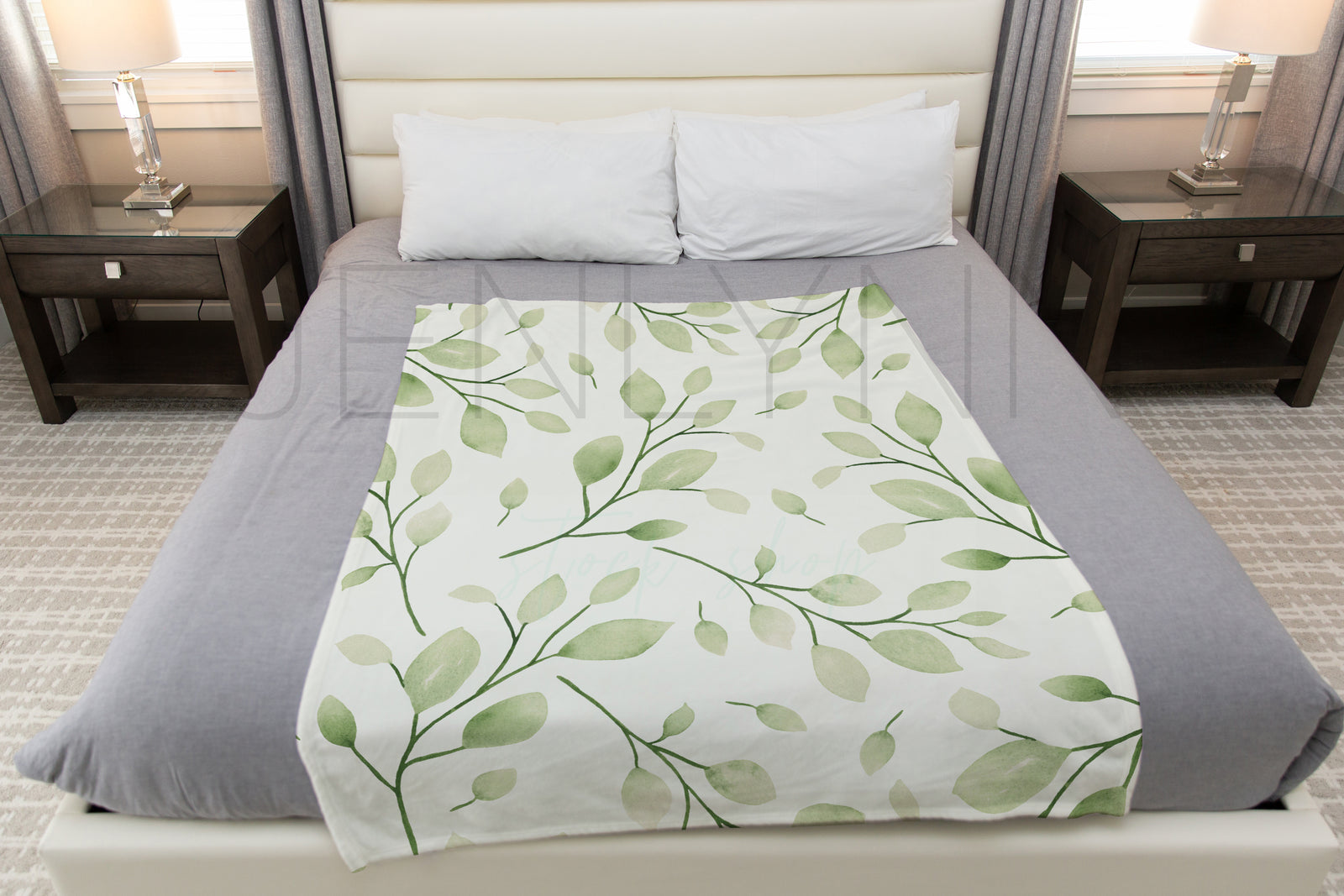 Minky Blanket on Bed Mockup #VH07