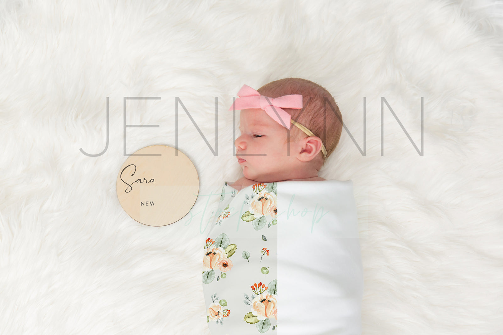 Jersey Baby Blanket Mockup with Wooden Stats sign #4 PSD