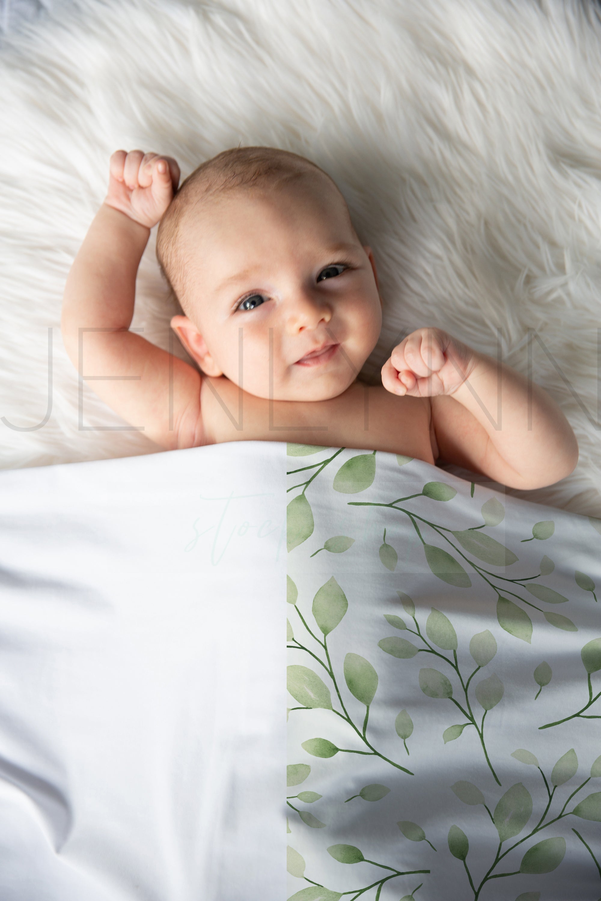 Stretch Jersey Blanket on baby boy Mockup #BB16 PSD