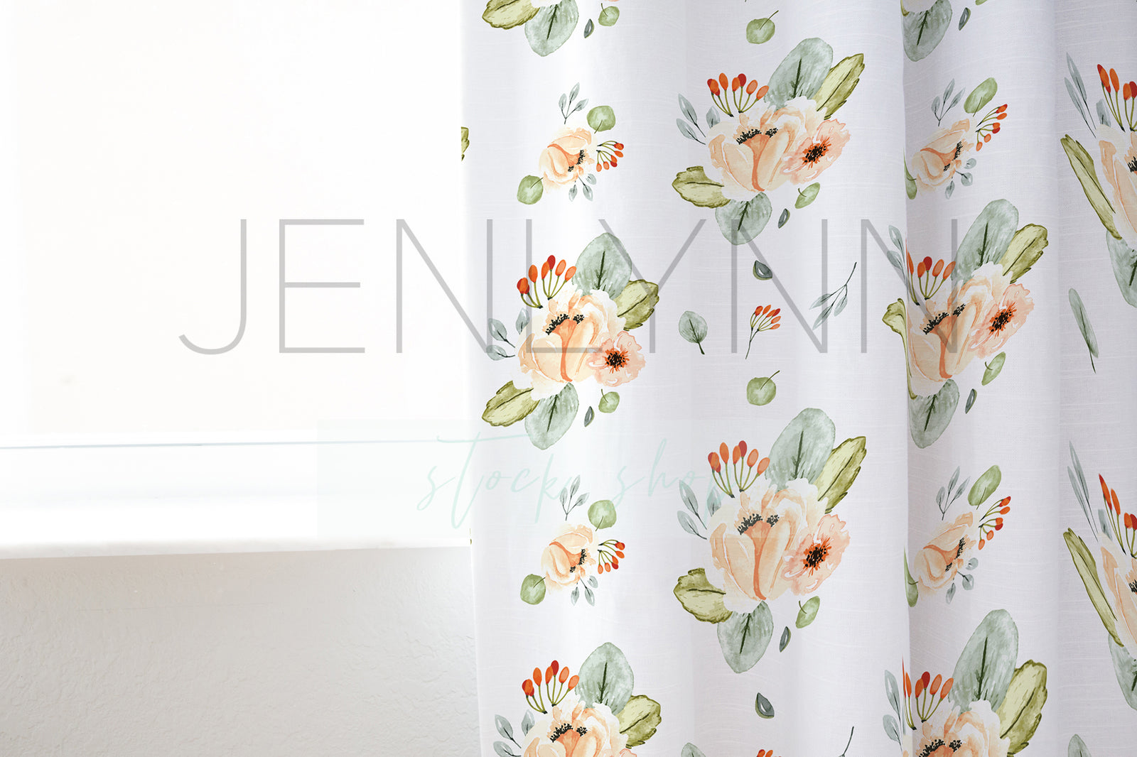 White Fabric Curtain Mockup #2