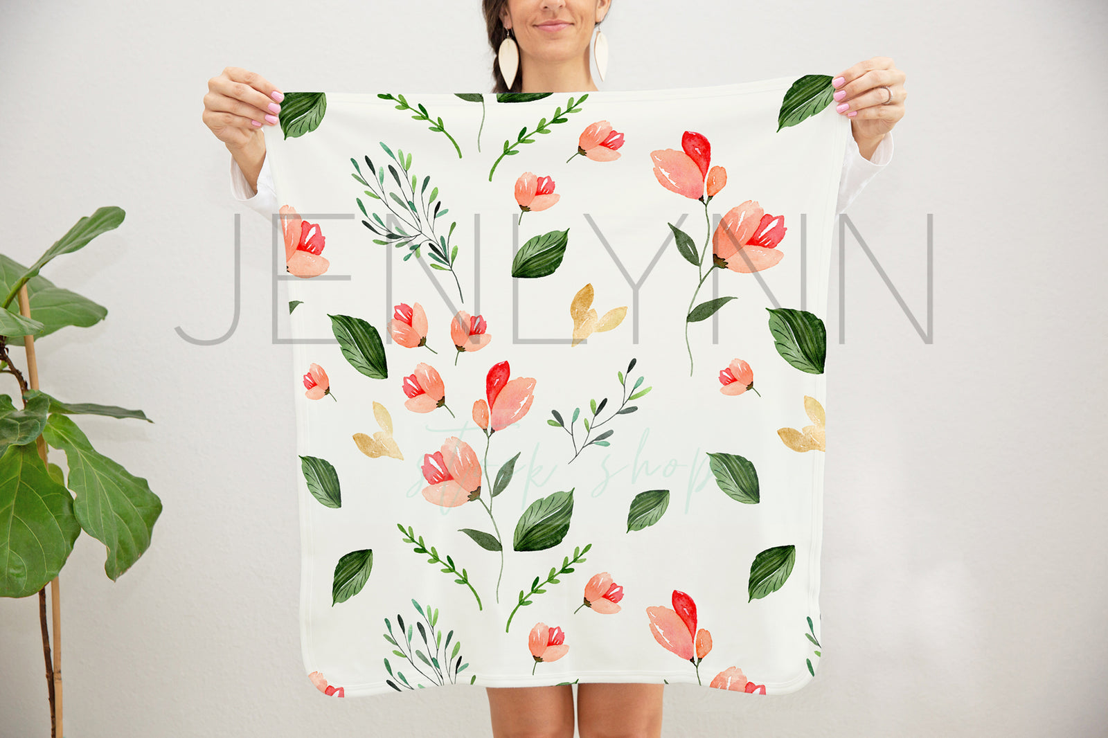 Model Holding Jersey Blanket Mockup #2 PSD