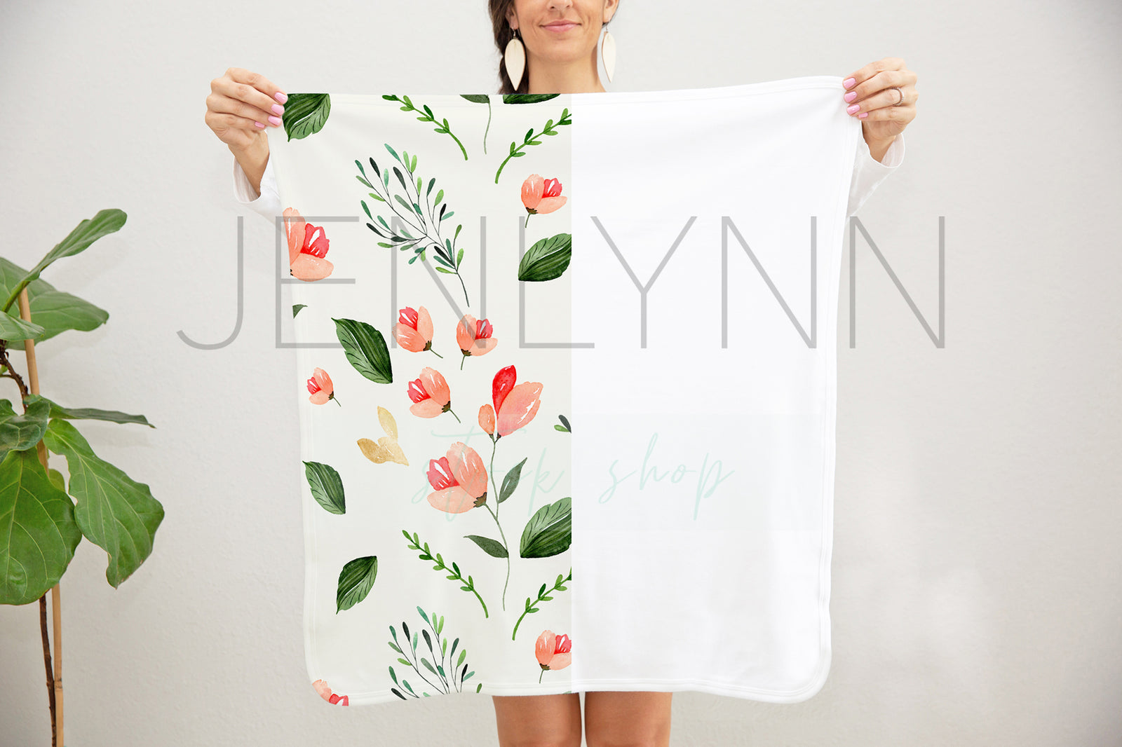 Model Holding Jersey Blanket Mockup #2 PSD